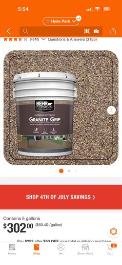 5 Gal. Tan Granite Grip Decorative Flat Interior/Exterior Concrete Floor Coating 3 galons $220 each