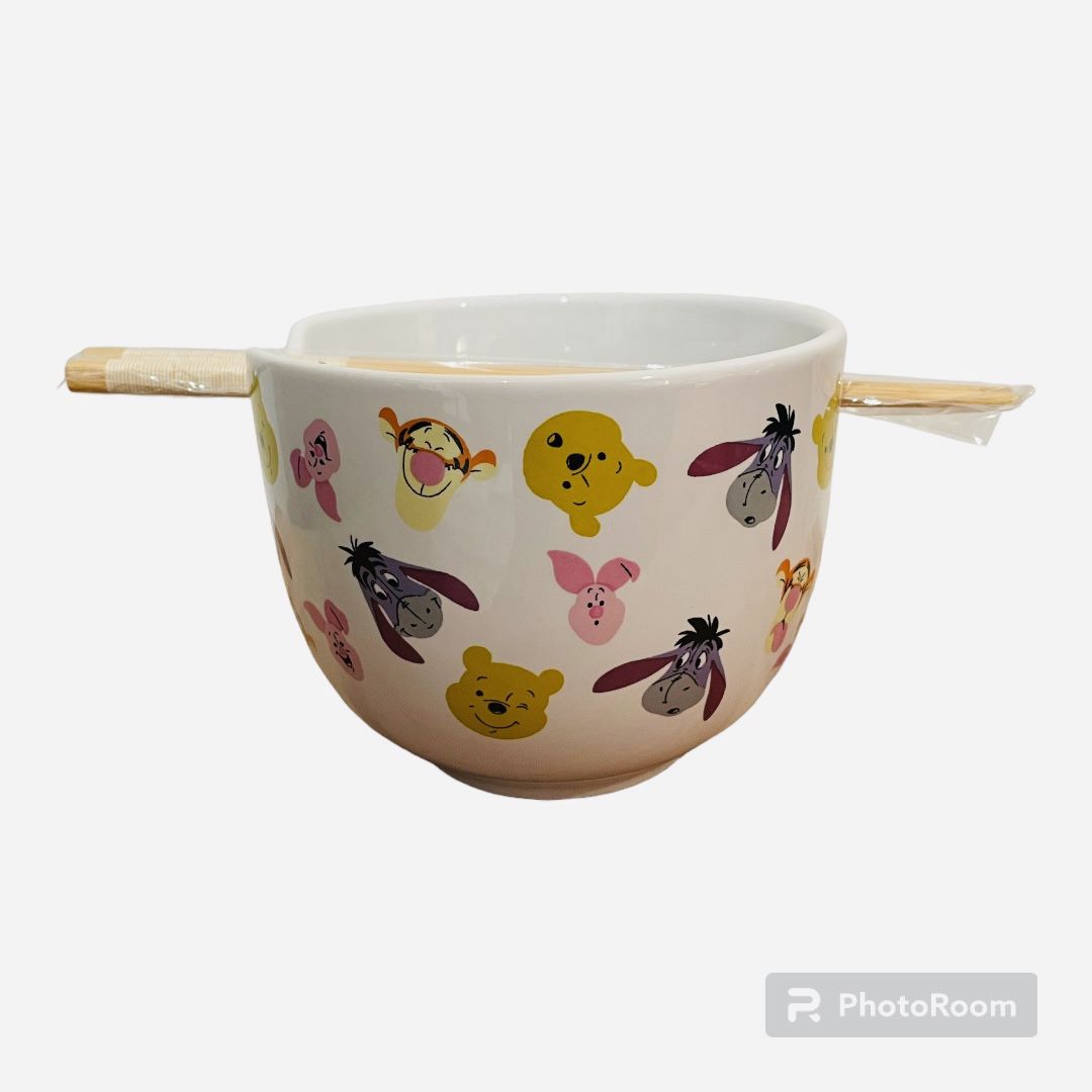 Disney Winnie The Pooh, Piglet, Tigger And Eeyore Ramen Bowl With Chopsticks