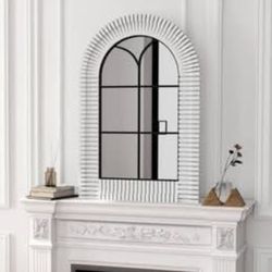 Brand new White Arch Window Mirror with Grid Frame