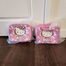 2 New Sanrio Hello Kitty Pink Insulated Blossom Bows Lunch Bag/Box, 10"×8"×4"