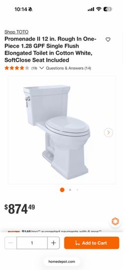 Promenade II 12 in. Rough In One-Piece 1.28 GPF Single Flush Elongated Toilet in Cotton White, SoftClose Seat Included