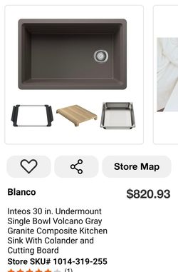 Blanco
Inteos 30 in. Undermount Single Bowl Volcano Gray Granite Composite Kitchen Sink With Colander and Cutting Board
