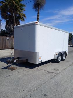 CLEAN 7x14FT ENCLOSED CARGO TRAILER WITH RAMP & 7FT INTERIOR