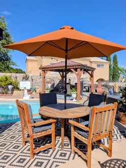 Teak Outdoor Dining Set with Umbrella