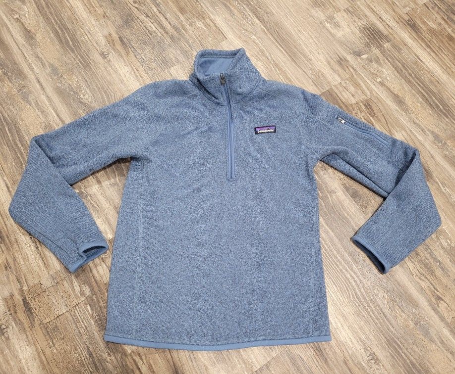 Patagonia Sweater Top Womens Blue Gray 1/4 zip Fleece Better Sweater Sz S. EXC