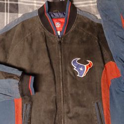 Houston Texans Leather Jacket Men's Size Extra Large Watt Hopkins Mills Pierce