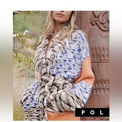 New Pol Multicolor Knot Cardigan with Fringe