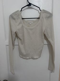 white long sleeve top, cropped, size medium 
