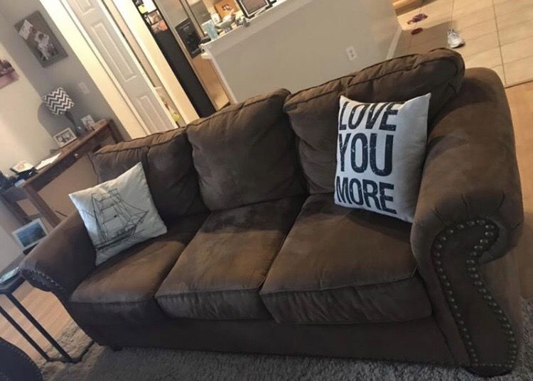 Suede sofa and loveseat