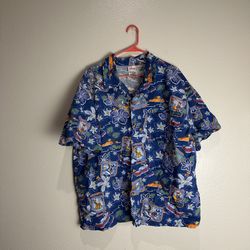 Disneyland Vintage Tiki Surf Button Up Shirt Size XL