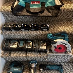 🔥Makita 18v combo circ. Saw multi tool jig saw router and batteries