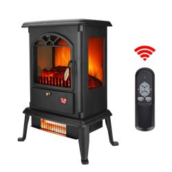 Americcan Standard 1500W Freestanding 3-Door Glass 3-D Flame Fireplace w/ Remote [NEW]  ** Retails for $80