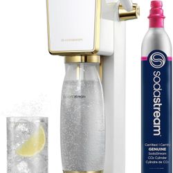 SodaStream Art Sparkling Water Maker (White/Gold) with CO2 and Carbonating Bottle