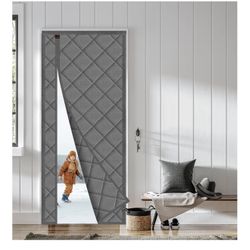 Magnetic Thermal Insulated Door Curtain, Durable Waterproof Cloth, Polyester Fiber Filling, Weatherproof, Windproof, Reduce Noise Fits Door Size 36" x