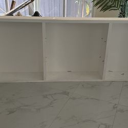 Custom built White plywood wood Wall kitchen cabinet garage laundry unit comes with glass shelves