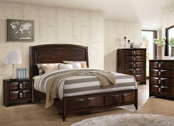 Brown Cal King Bed With Mattress