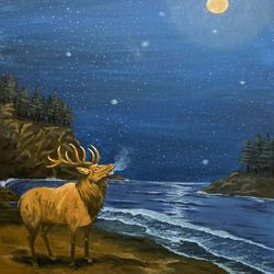 Acrylic Nature Painting - Watcher Of The Waves (24x36)