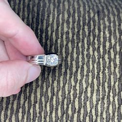 1 Carat Round Brilliant Moissanite On Silver Men’s Adjustable Ring