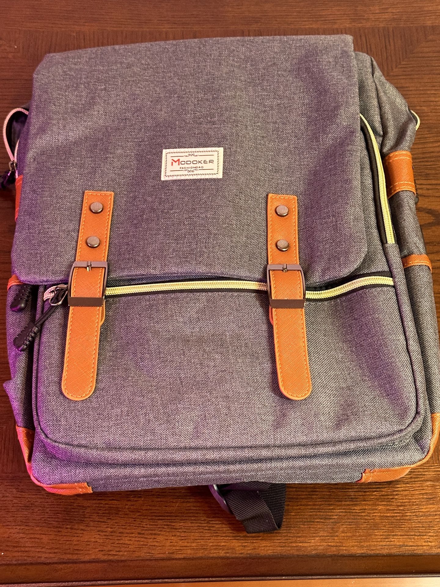 Brand New Modoker Vintage Laptop Backpack for Women Men,Travel Backpacks with USB Charging Port Fashion Backpack Fits 15.6Inch Notebook, Grey