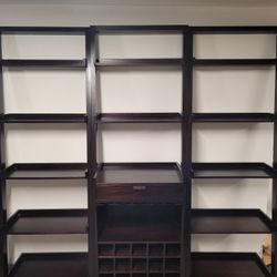 Crate & Barrel 3 Piece Book Shelves w/ Wine Rack