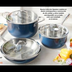 JUEGO INICIAL AZUL INCLUYE OLLA DE 6 QT Y OLLA DE 3 QT Y SARTEN DE 10" CLÁSICO DE ACERO INOXIDABLE PRINCESS HOUSE