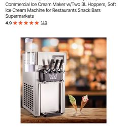 VEVOR Commercial Ice Cream Maker Machine, 2+1 Flavor Countertop Soft Serve Machine, 5 Gal/H Commercial Ice Cream Maker w/Two 3L Hoppers, Soft Ice Crea