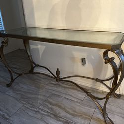 Sofa Table Entry Table Gold Iron Glass Table