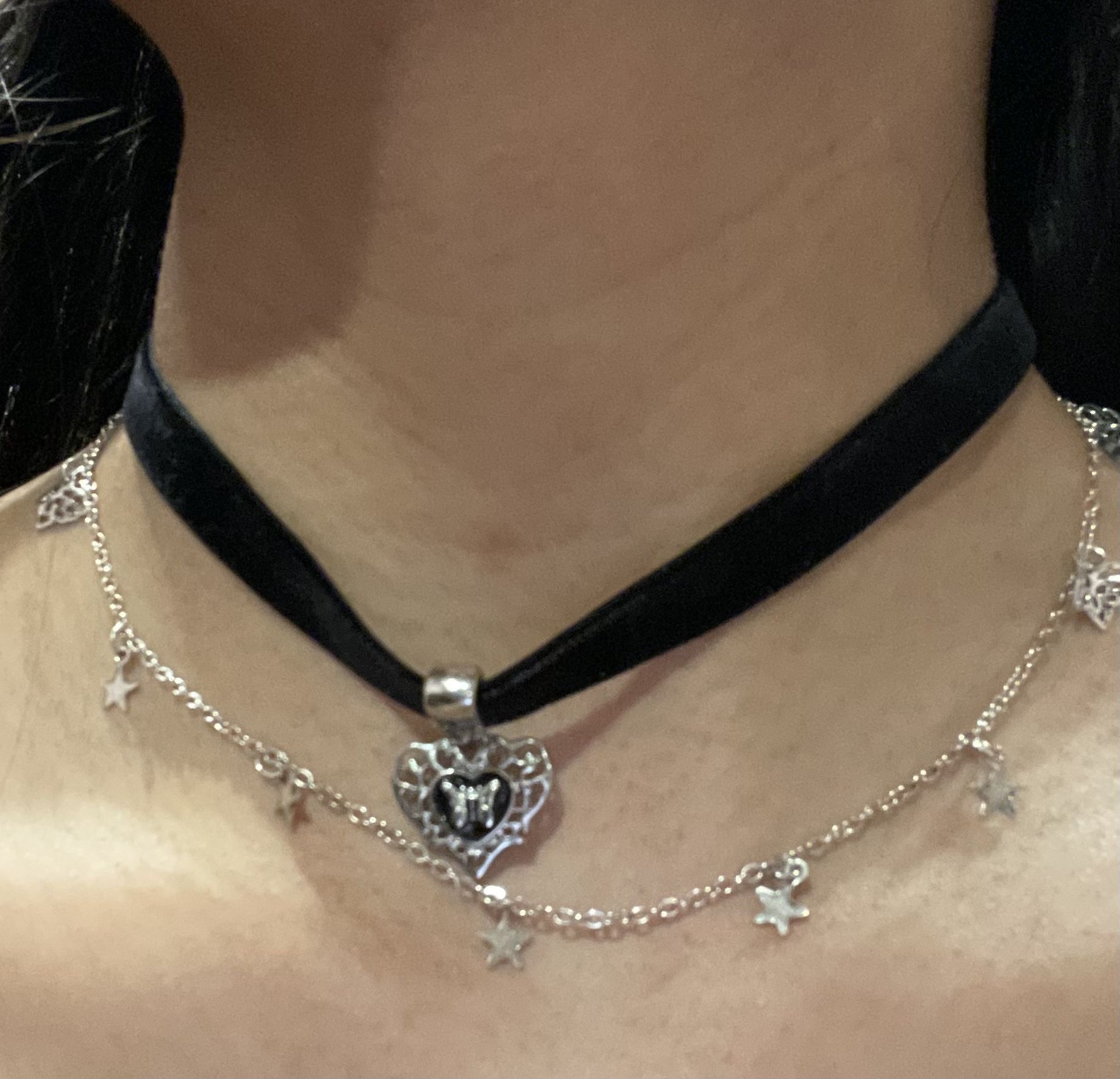 Gothic/Emo Black Choker Heart Charm