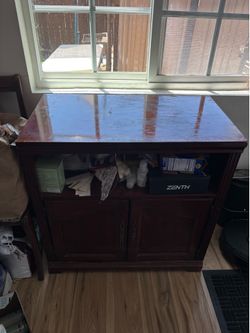 Antique wood storage hutch