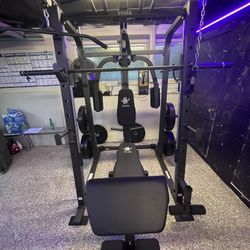Vesta Fitness Smith Machine 1001 w/Bench Attachment | 230lb Bumpers Olympic Weights | 7ft Olympic Bar | Gym Equipment | FREE DELIVERY/INSTALL🚚 