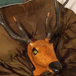 Wood Carved Dear Head 