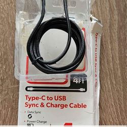 New! 4ft C To USB Sync & Charge Cable