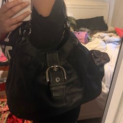 vintage black leather coach purse