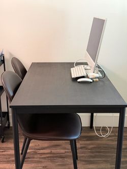 Black Table & 2 Chairs - Modern Desk/Dining Set