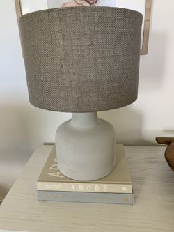 Faux Concrete style gray lamp and shade 17”