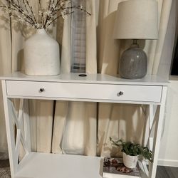 white console table with drawer