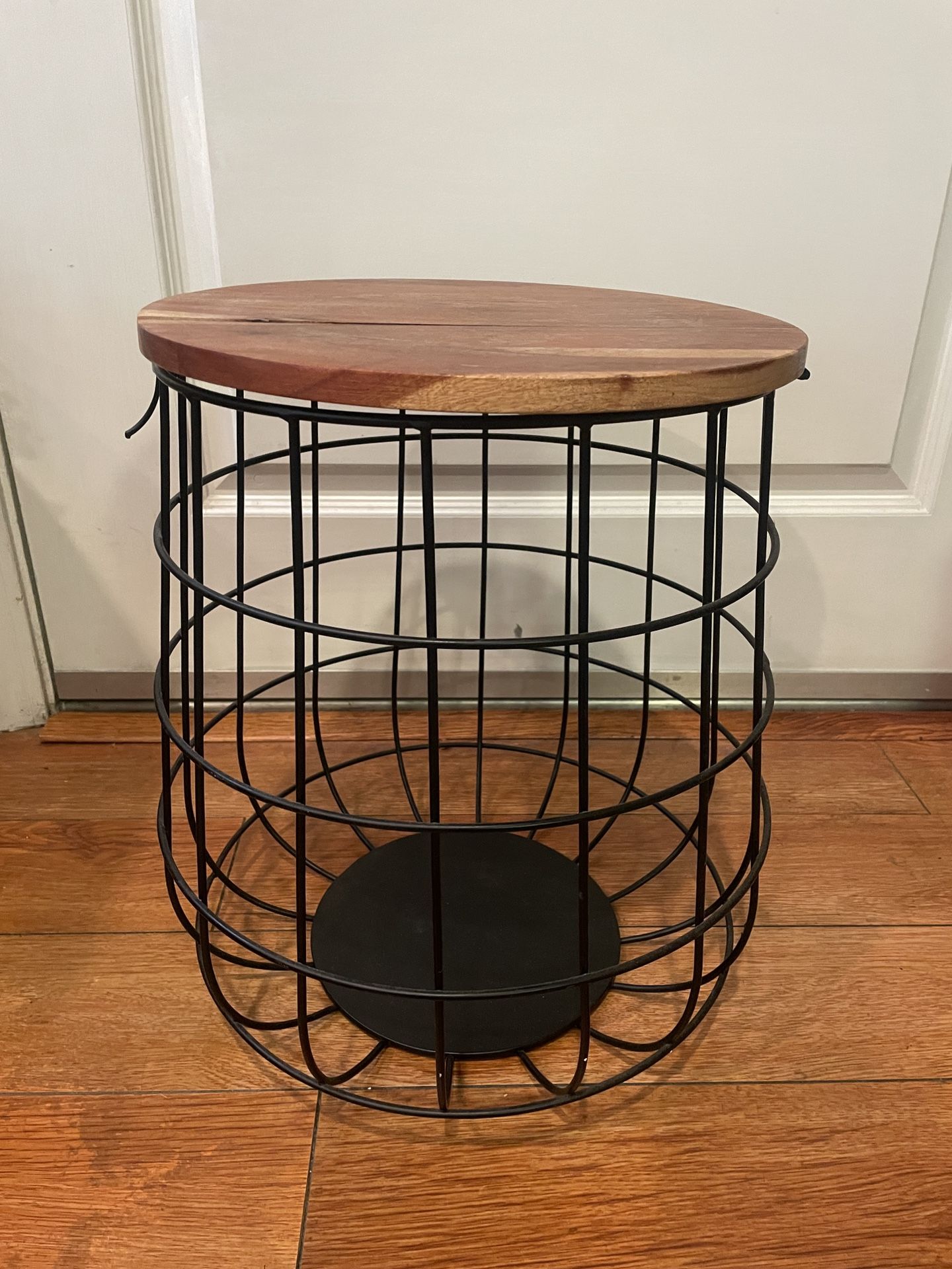 Wooden And Metal Plant Holder With Storage