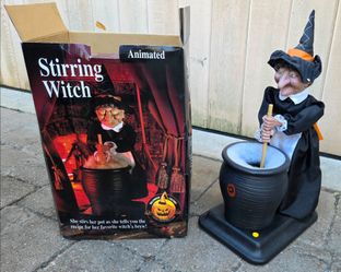 Vintage Animated Stirring Witch by Gemmy Halloween Factory (w box)