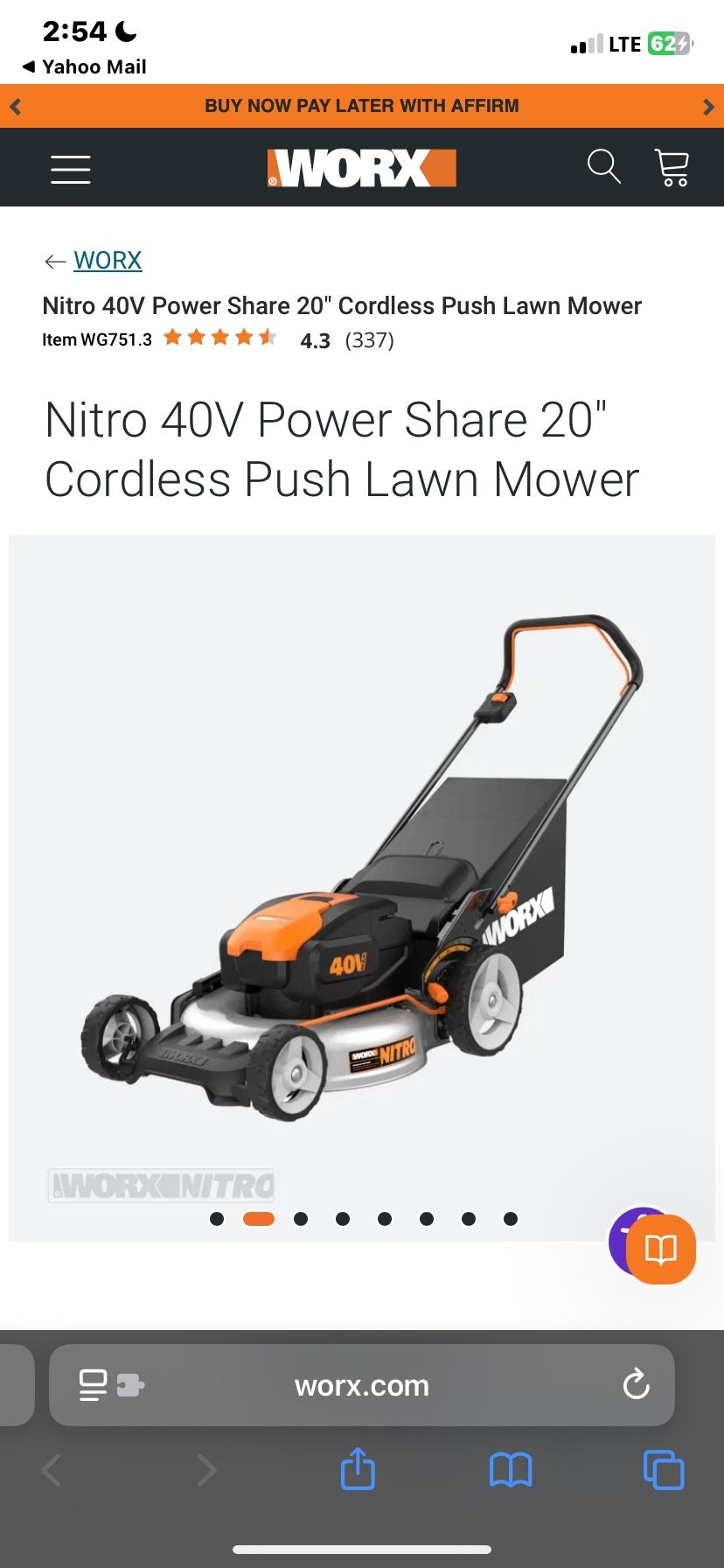 ** ELECTRIC LAWNMOWER** WORX