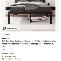 Full Size Black Leather Bed Frame 