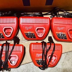 New Milwaukee M12 12-Volt Lithium-lon Battery Charger- 5 Chargers Available