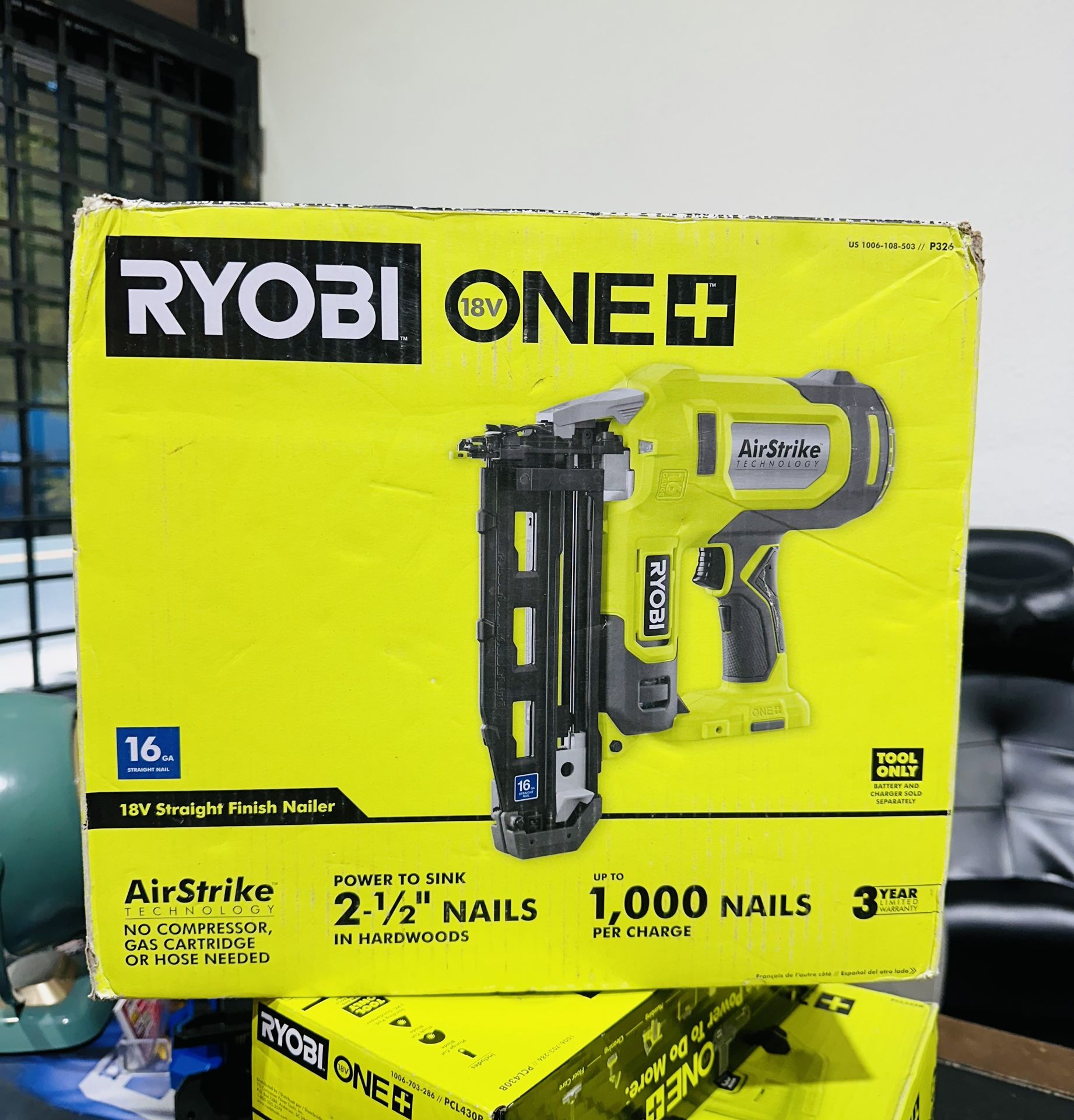 RYOBI ONE+ 18V AirStrike 16-Gauge Cordless Finish Nailer (Tool Only)