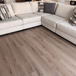 Hansel White 5 Piece Sectional with Crypton Home Fabric