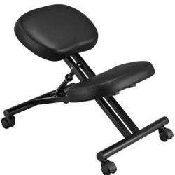 Ergonomic Kneeling Chair with Back Support, Adjustable Stool for Home and Office with Angled Seat for Better Posture - Thick Comfortable Cushions, Bla