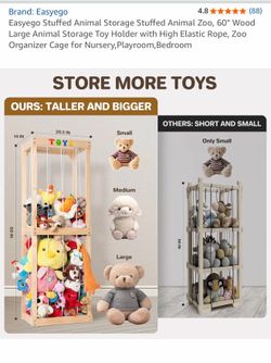 Stuffed Animal Storage Stuffed Animal Zoo, 60" Wood Large Animal Storage Toy Holder with High Elasticity