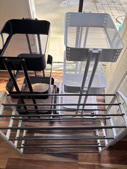 Metal Storage Carts and Shoe Rack Set