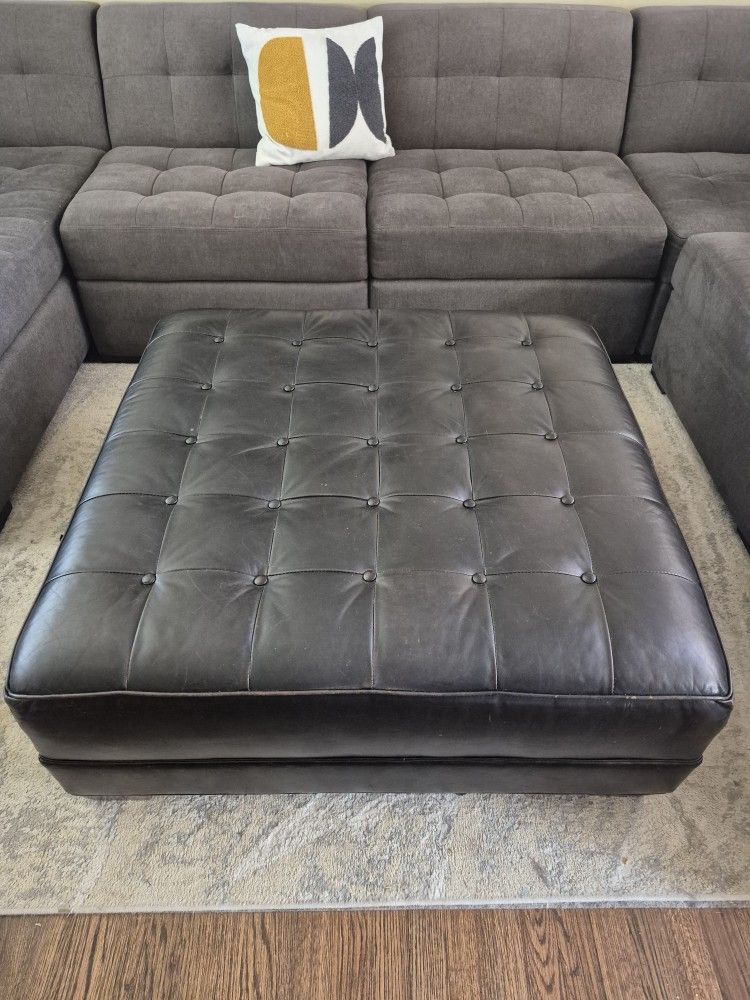 Large Leather Ottoman