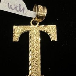 $125 Yellow Gold Initial Letter T Charm