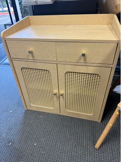 Multi-Functional Modern Minimalist Natural Wood-Colored MDF Cabinet