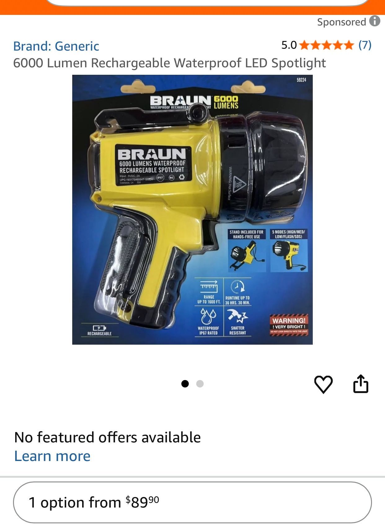 Braun Waterproof Spotlight 